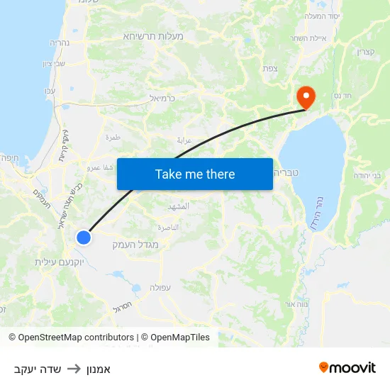 שדה יעקב to אמנון map