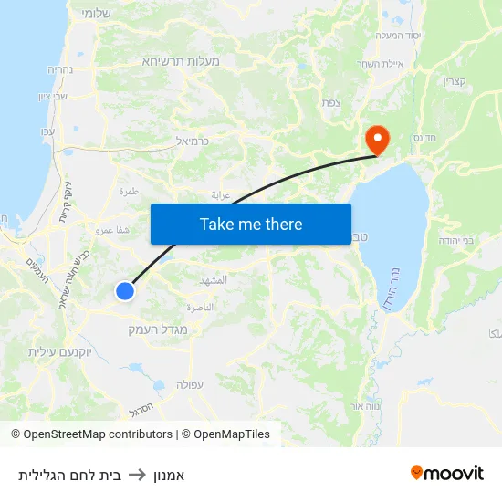 בית לחם הגלילית to אמנון map