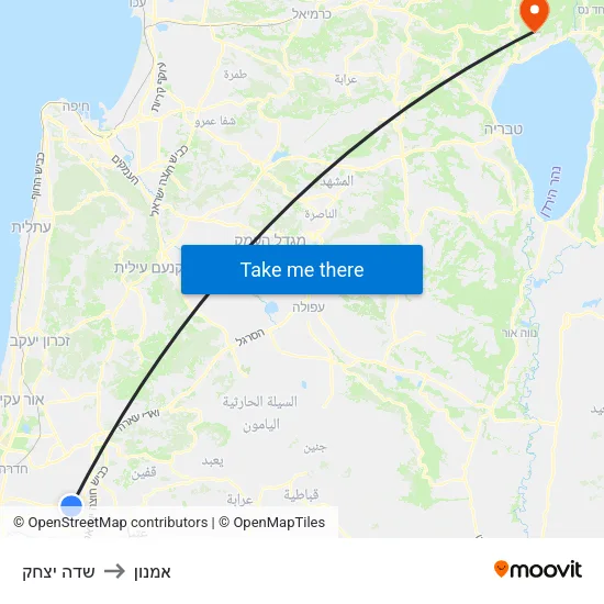 שדה יצחק to אמנון map