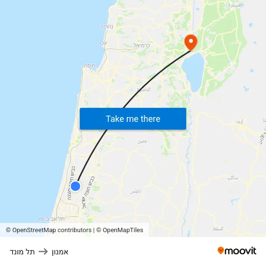 תל מונד to אמנון map
