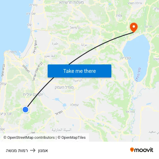 רמות מנשה to אמנון map