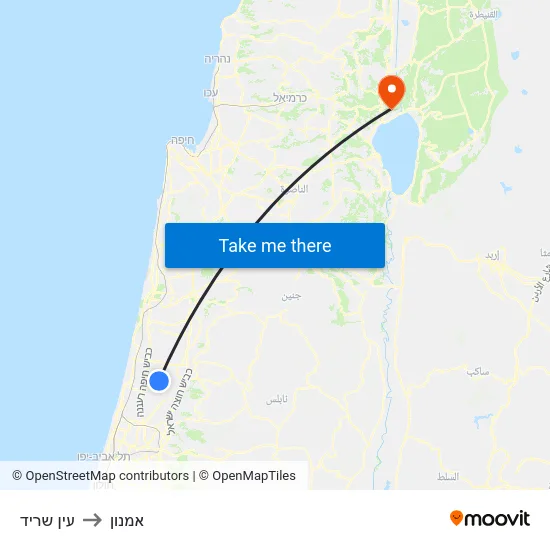 עין שריד to אמנון map