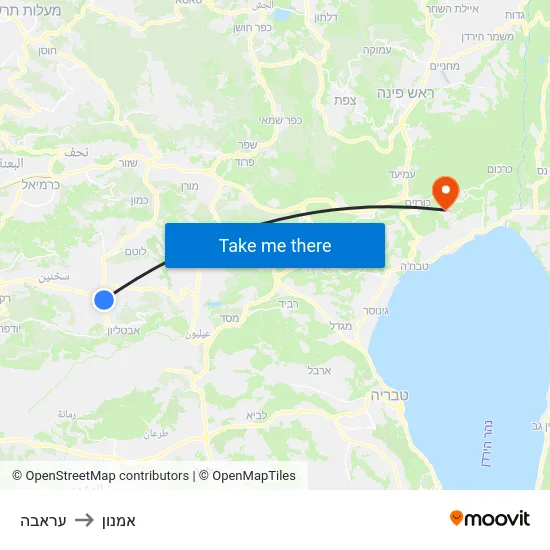 עראבה to אמנון map
