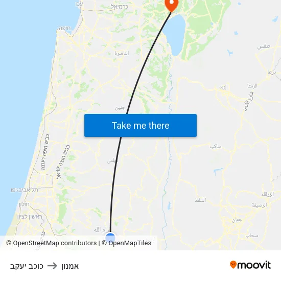 כוכב יעקב to אמנון map