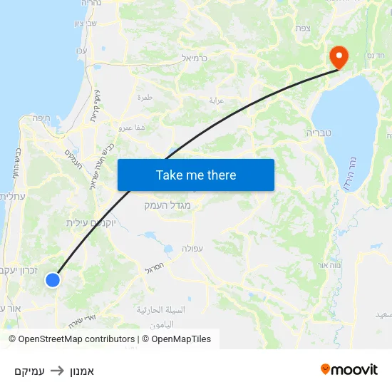 עמיקם to אמנון map
