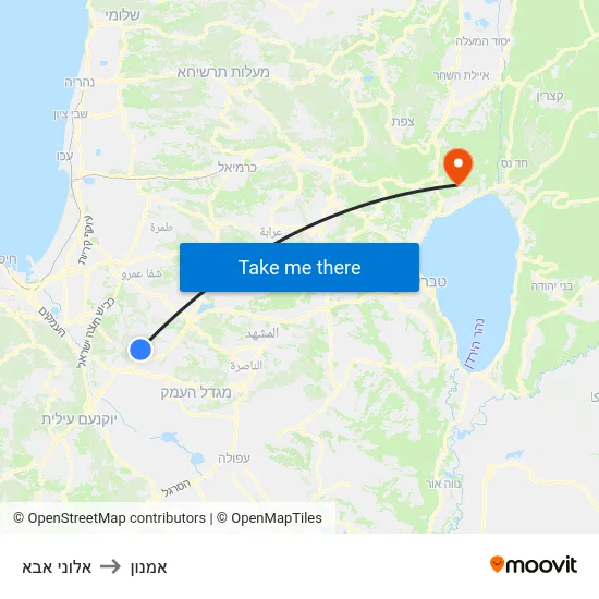 אלוני אבא to אמנון map