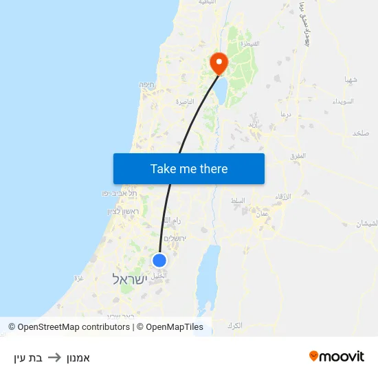 בת עין to אמנון map