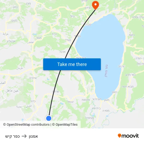 כפר קיש to אמנון map