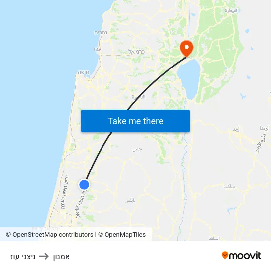 ניצני עוז to אמנון map