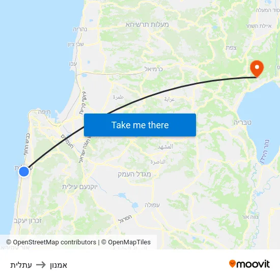 עתלית to אמנון map