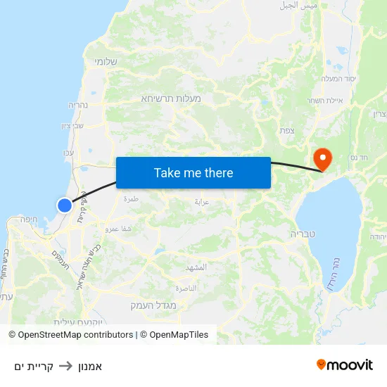קריית ים to אמנון map