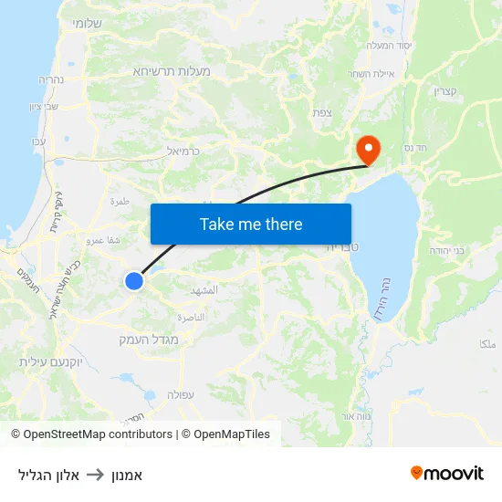 אלון הגליל to אמנון map