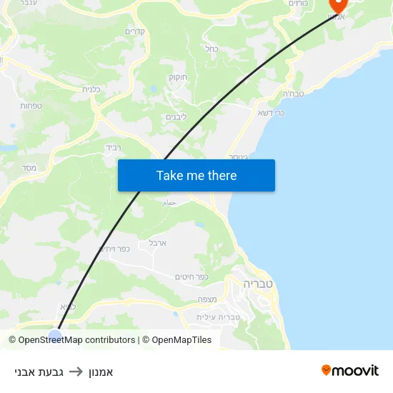 גבעת אבני to אמנון map