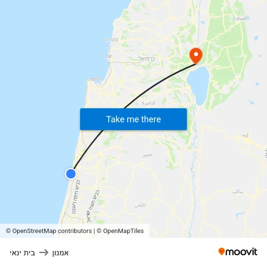 בית ינאי to אמנון map