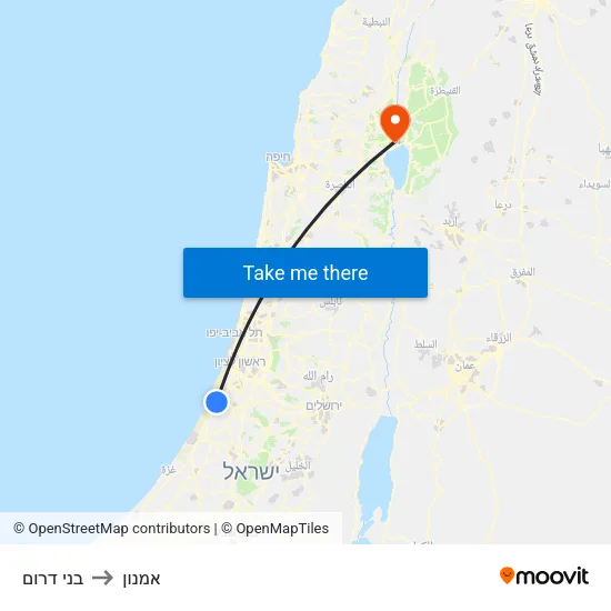 בני דרום to אמנון map