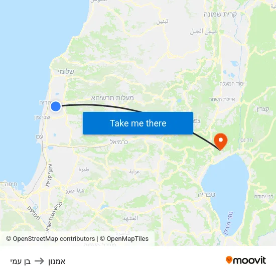 בן עמי to אמנון map