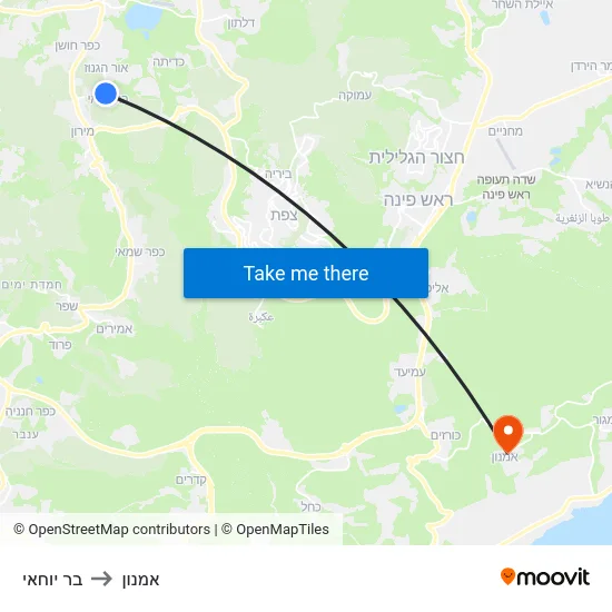 בר יוחאי to אמנון map