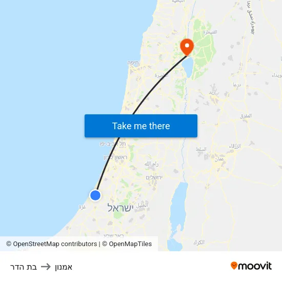 בת הדר to אמנון map