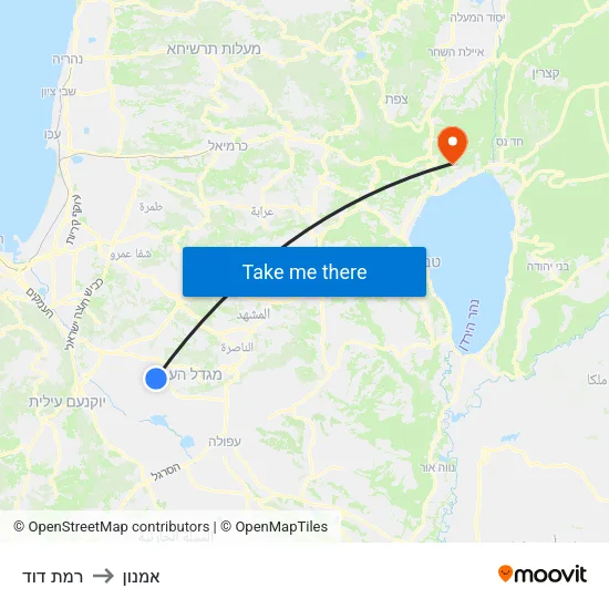 רמת דוד to אמנון map