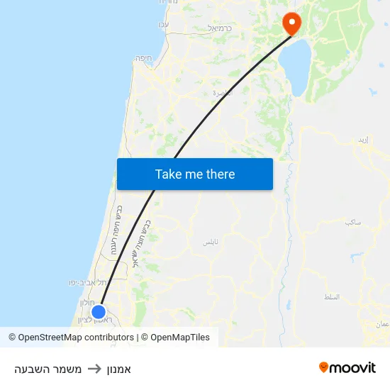 משמר השבעה to אמנון map