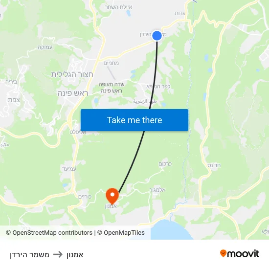 משמר הירדן to אמנון map