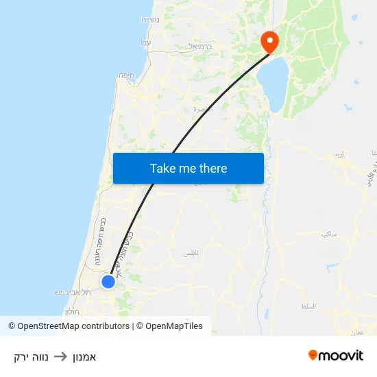 נווה ירק to אמנון map