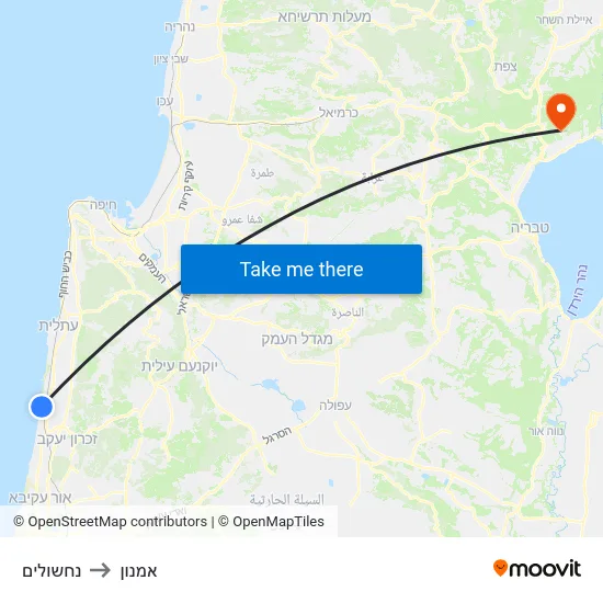 נחשולים to אמנון map