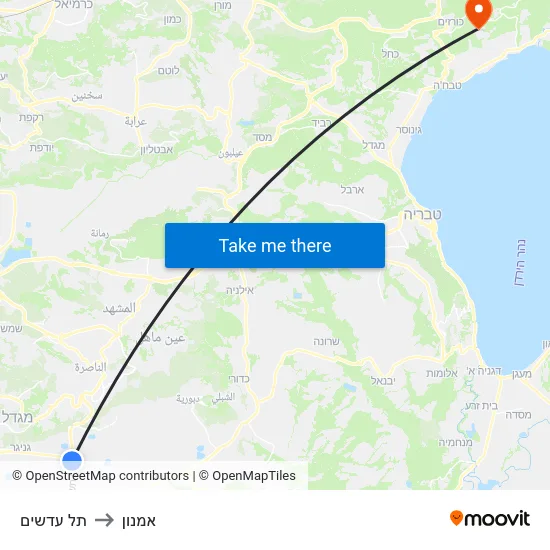תל עדשים to אמנון map