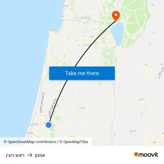 ראש העין to אמנון map