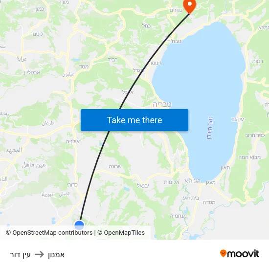 עין דור to אמנון map