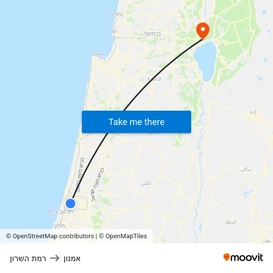 רמת השרון to אמנון map