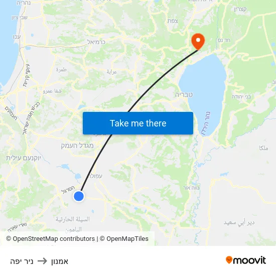ניר יפה to אמנון map