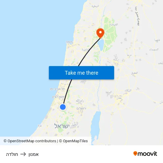 חולדה to אמנון map