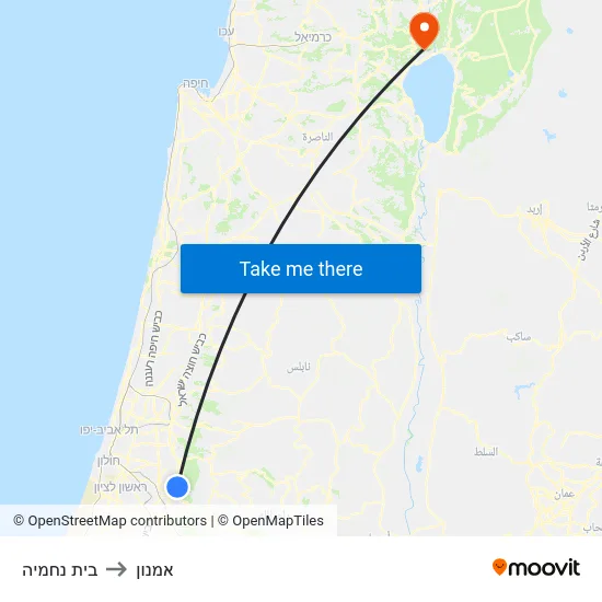 בית נחמיה to אמנון map