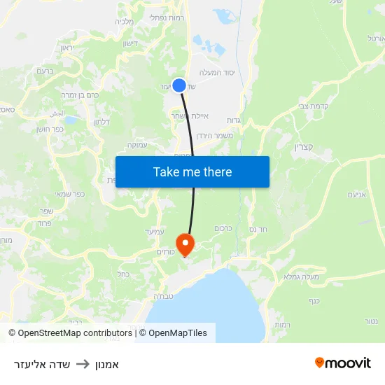שדה אליעזר to אמנון map