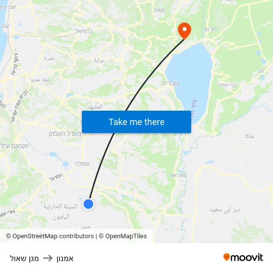 מגן שאול to אמנון map