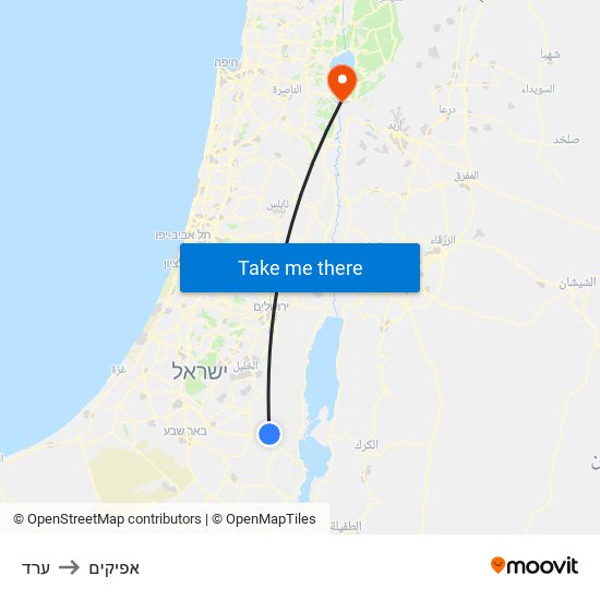 ערד to אפיקים map