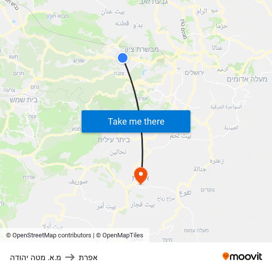 מ.א. מטה יהודה to אפרת map