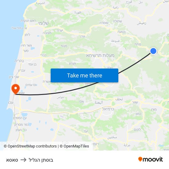 סאסא to בוסתן הגליל map