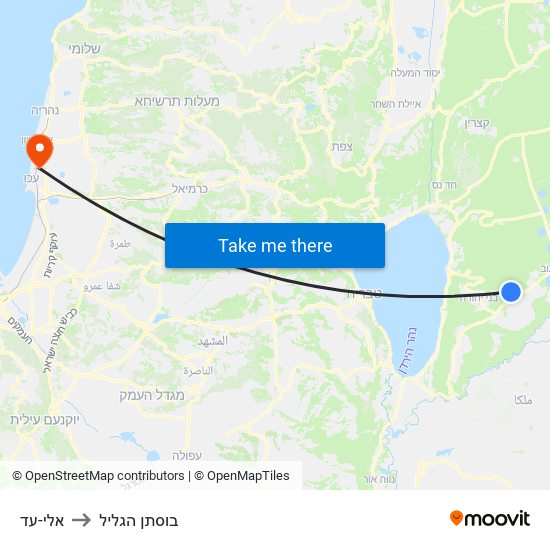 אלי-עד to בוסתן הגליל map