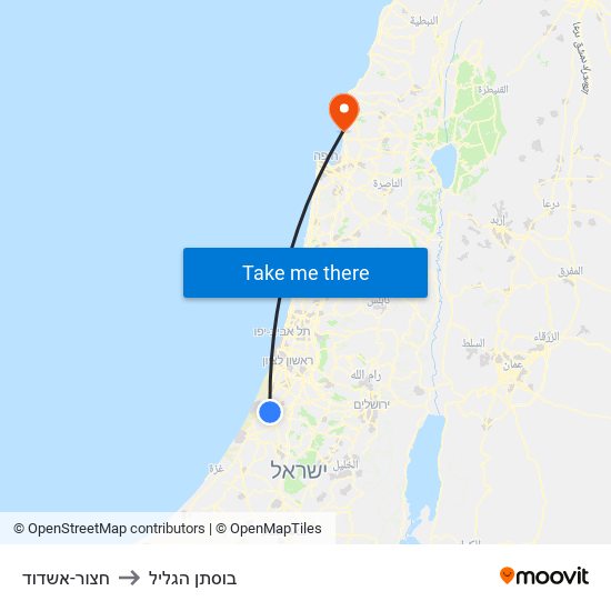 חצור-אשדוד to בוסתן הגליל map