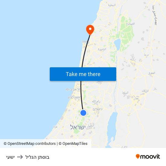 ישעי to בוסתן הגליל map