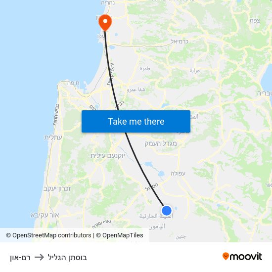 רם-און to בוסתן הגליל map