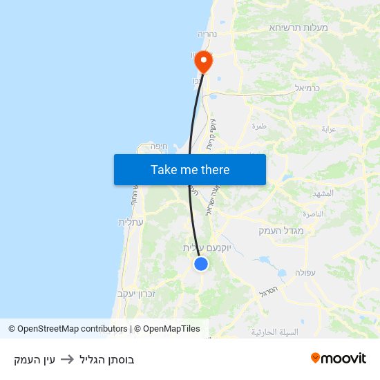 עין העמק to בוסתן הגליל map