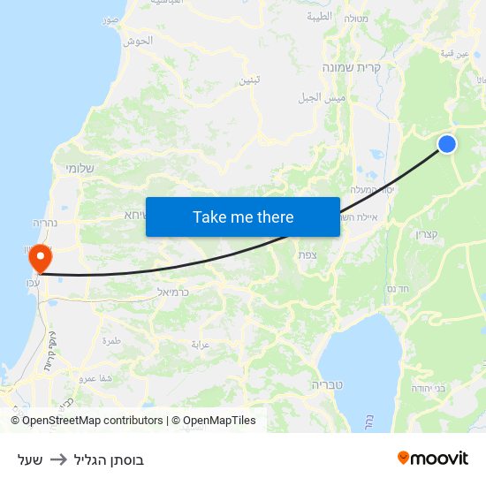 שעל to בוסתן הגליל map