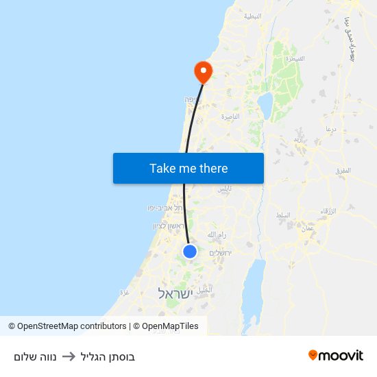 נווה שלום to בוסתן הגליל map