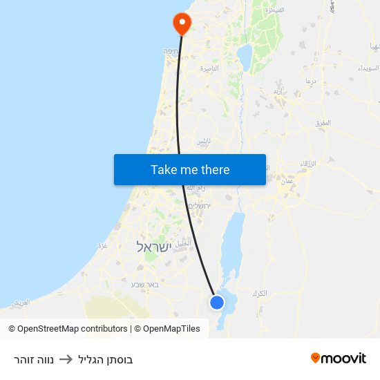 נווה זוהר to בוסתן הגליל map