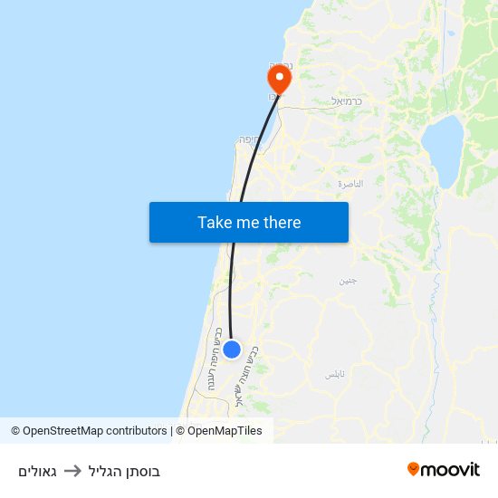 גאולים to בוסתן הגליל map