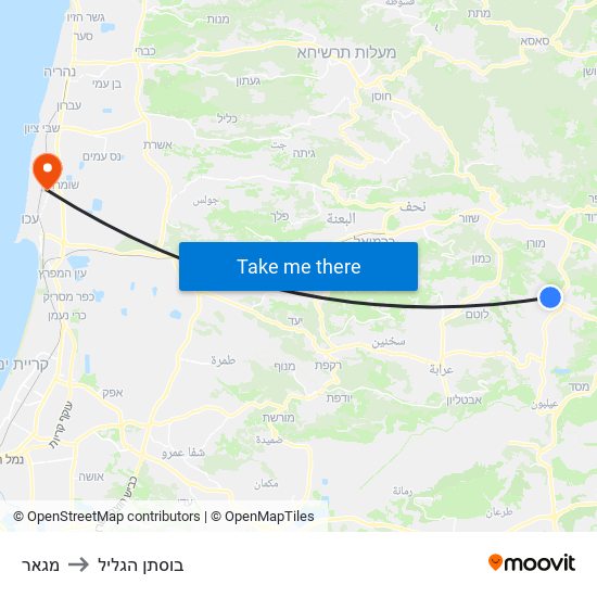 מגאר to בוסתן הגליל map