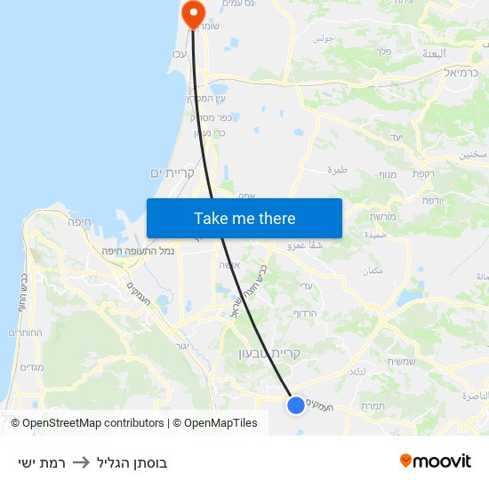 רמת ישי to בוסתן הגליל map